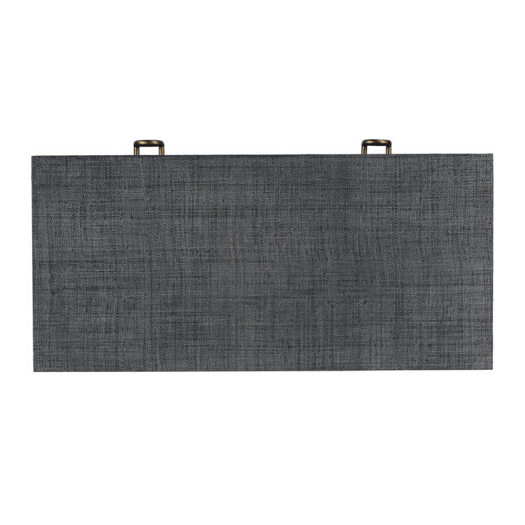 Gray Raffia Wrapped Rectangular Console Table with Drawer