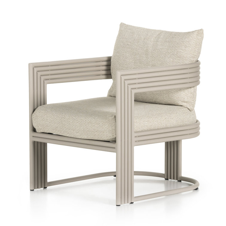 Modern Beige Stationary Dining Chair with Cushions 27.5"W