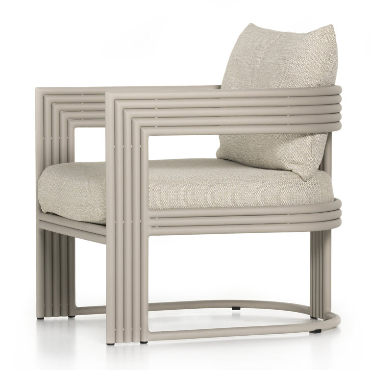 Modern Beige Stationary Dining Chair with Cushions 27.5"W