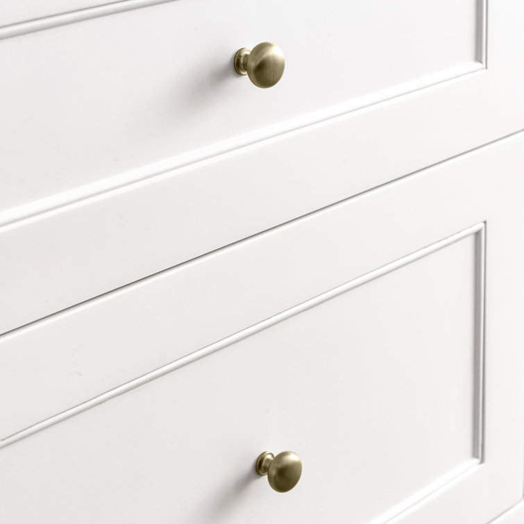 Bright White Solid Wood Double Vanity with Brass Knobs