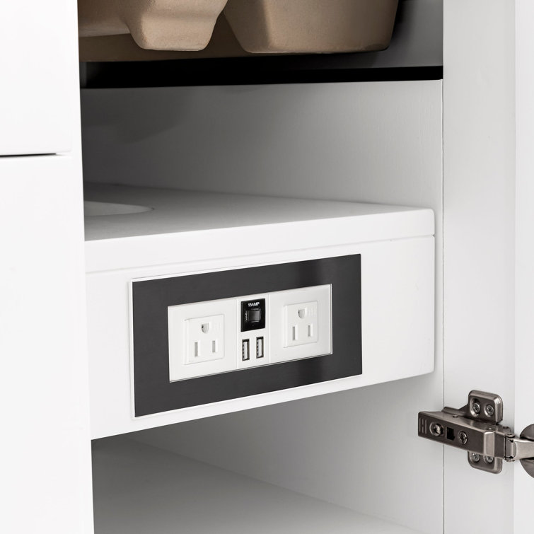 Bright White Solid Wood Double Vanity with Brass Knobs