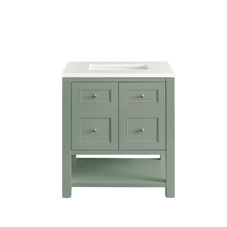 Smokey Celadon Solid Wood Single Vanity with Charcoal Soapstone Top