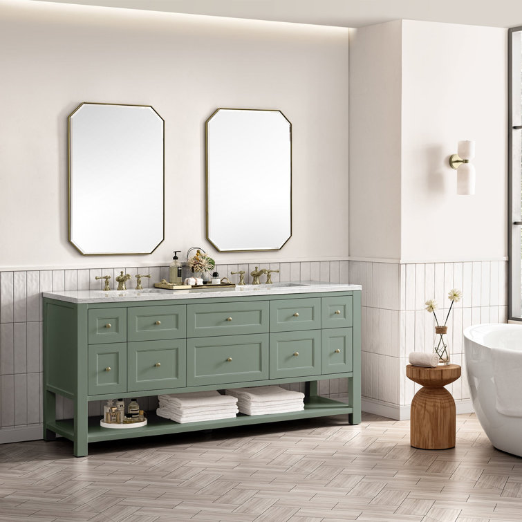 Smokey Celadon 72" Double Vanity with Solid Wood and Veneer