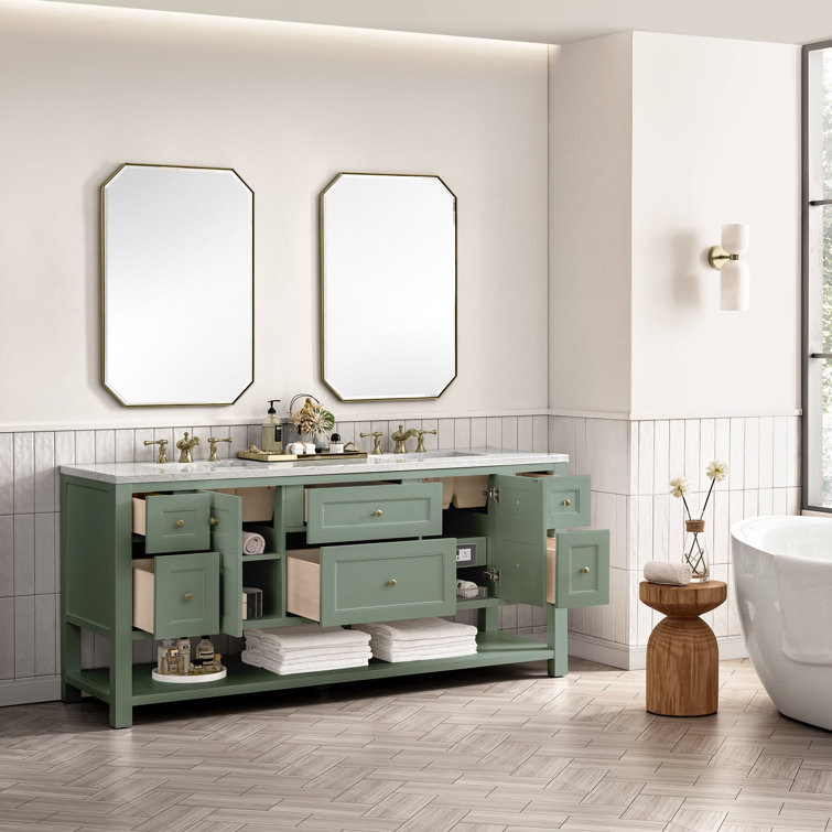 Smokey Celadon 72" Double Vanity with Solid Wood and Veneer