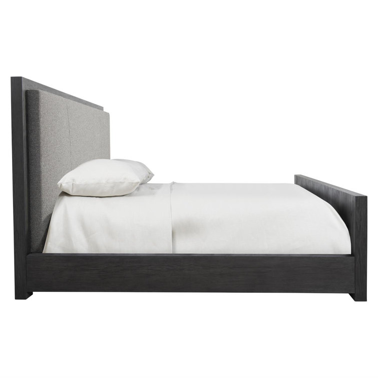 L'Ombre Charcoal Transitional King Upholstered Bed with Pine Frame