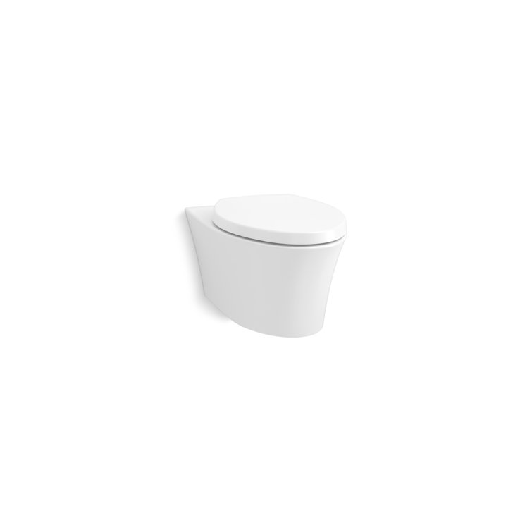 White Wall-Mounted Elongated Dual-Flush Toilet
