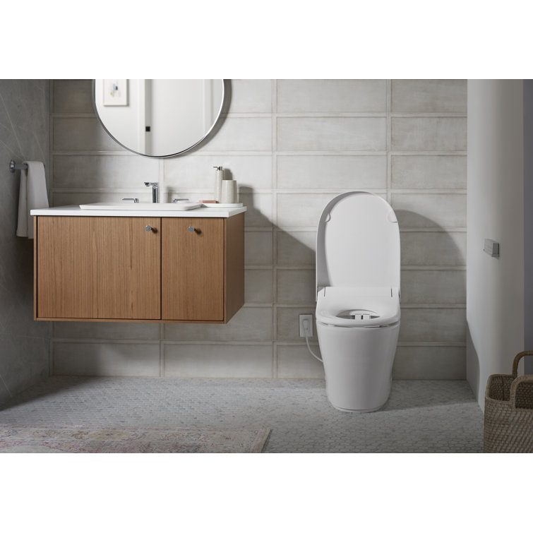 White Elongated One-Piece Smart Toilet with Dual Flush