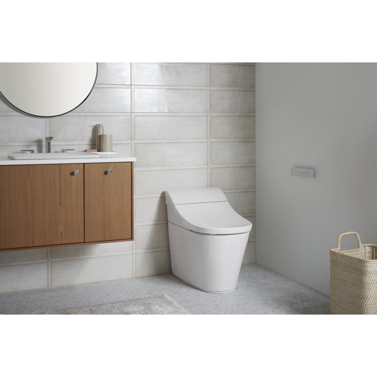 White Elongated One-Piece Smart Toilet with Dual Flush