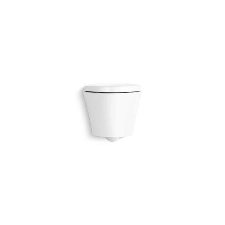 White Wall-Mounted Elongated Dual-Flush Toilet