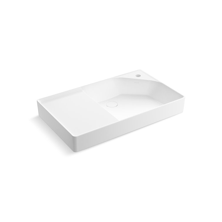 White Ceramic Wall-Mount Vanity Top with Integrated Sink