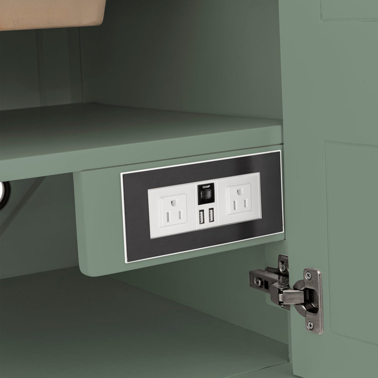 Smokey Celadon 30" Solid Wood Single Bathroom Vanity Base