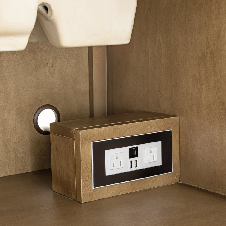 Hudson 36" Light Natural Oak Single Vanity Base with Brass Knobs