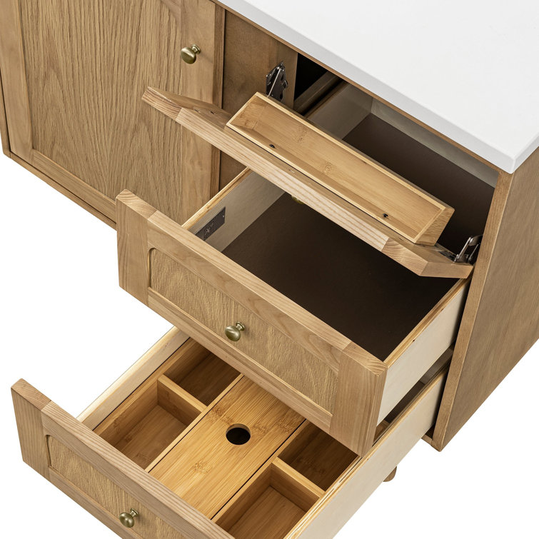Laurent 36'' Light Natural Oak Single Vanity with Quartz Top