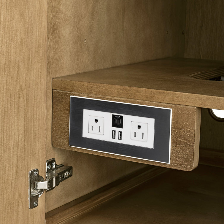 Laurent 72" Light Natural Oak Double Vanity Base with Brass Knobs