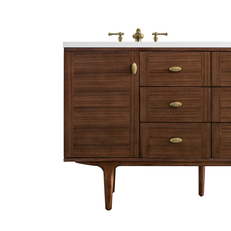 Amberly 60" Walnut Double Vanity with White Quartz Top