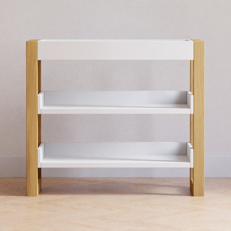 Nantucket Warm White and Honey Changing Table with Open Shelves