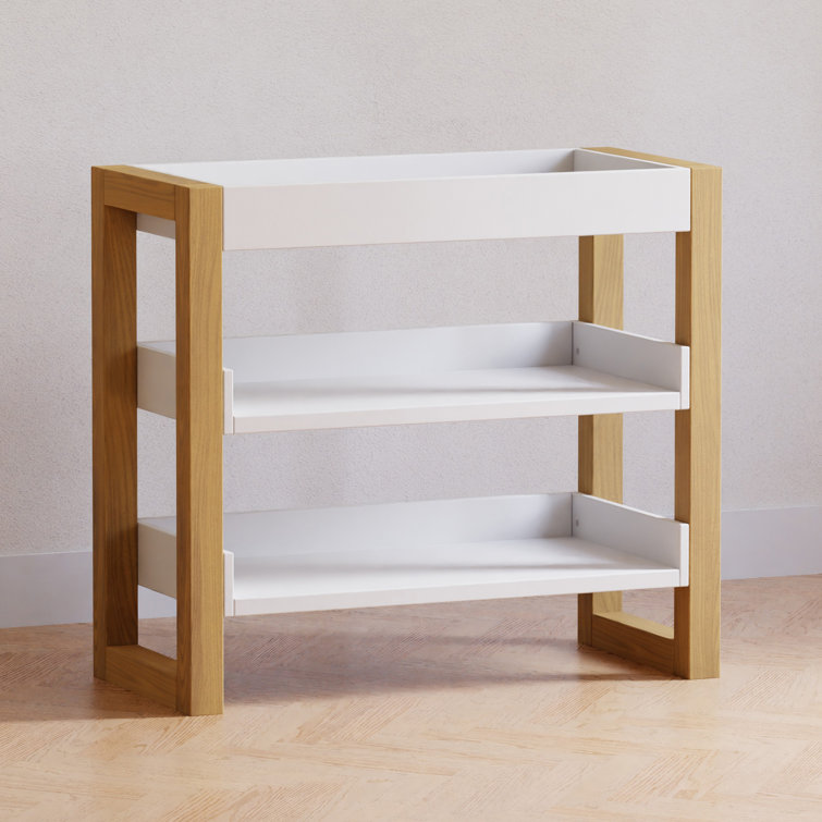 Nantucket Warm White and Honey Changing Table with Open Shelves