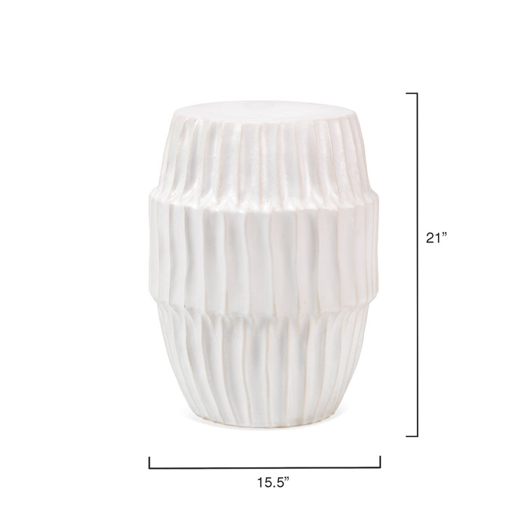 White Ombre Ceramic Drum Side Table
