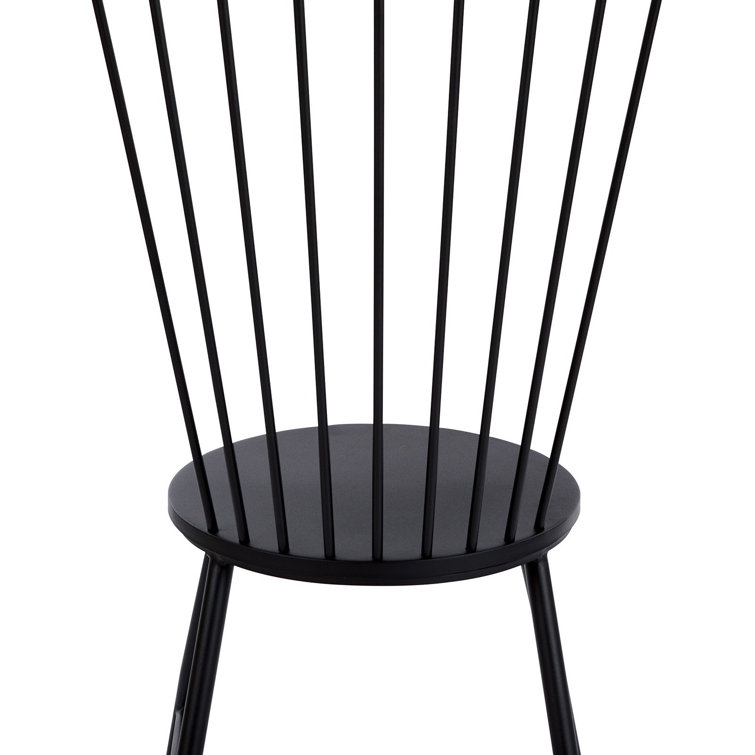 Sleek Minimalist Windsor Metal Side Chair in Black