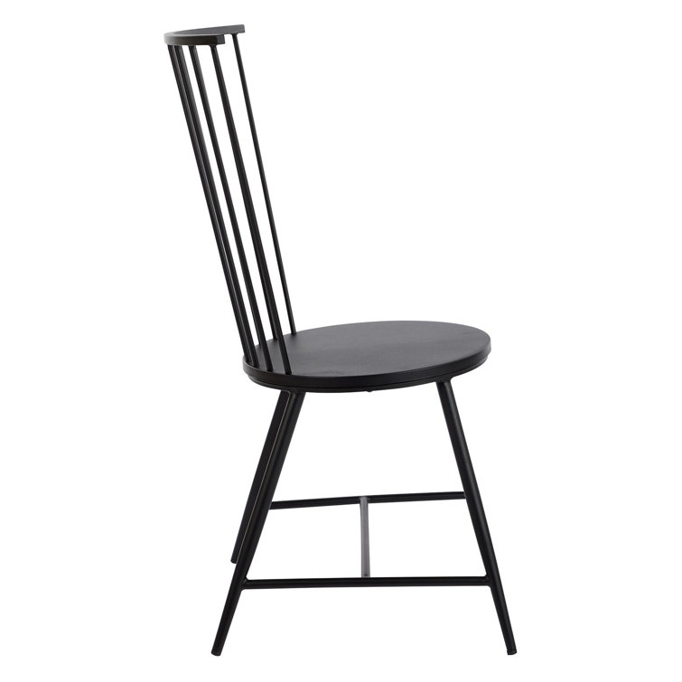 Sleek Minimalist Windsor Metal Side Chair in Black