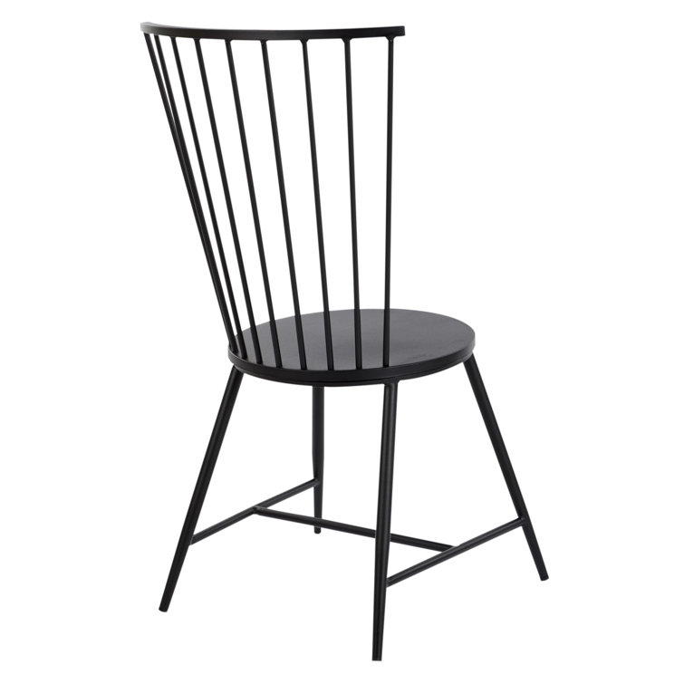 Sleek Minimalist Windsor Metal Side Chair in Black