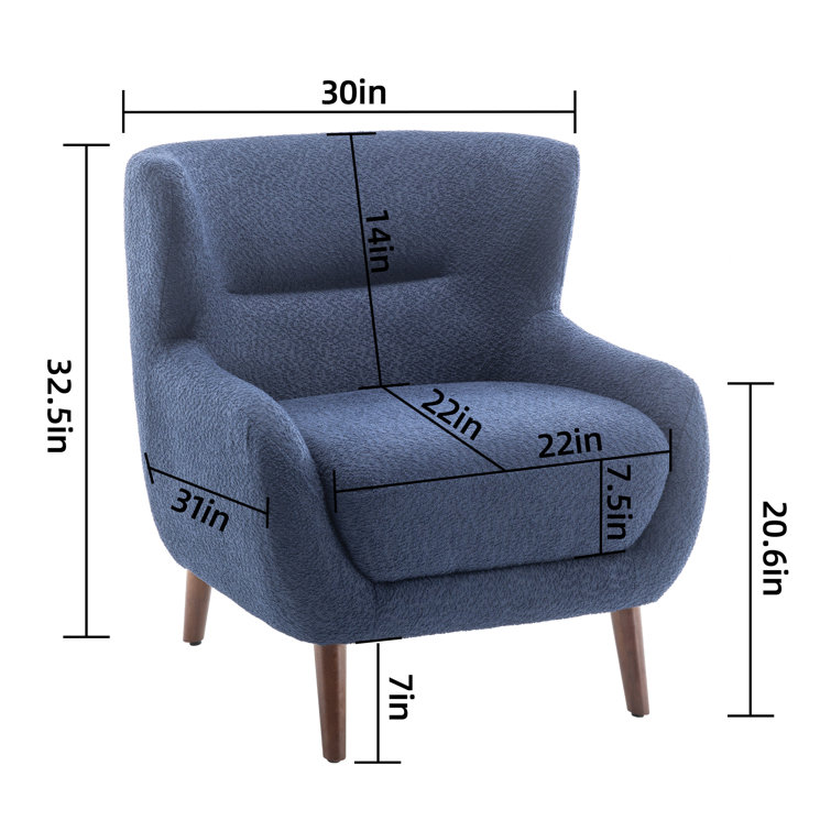 Blue Velvet Barrel Accent Chair Set with Solid Wood Legs