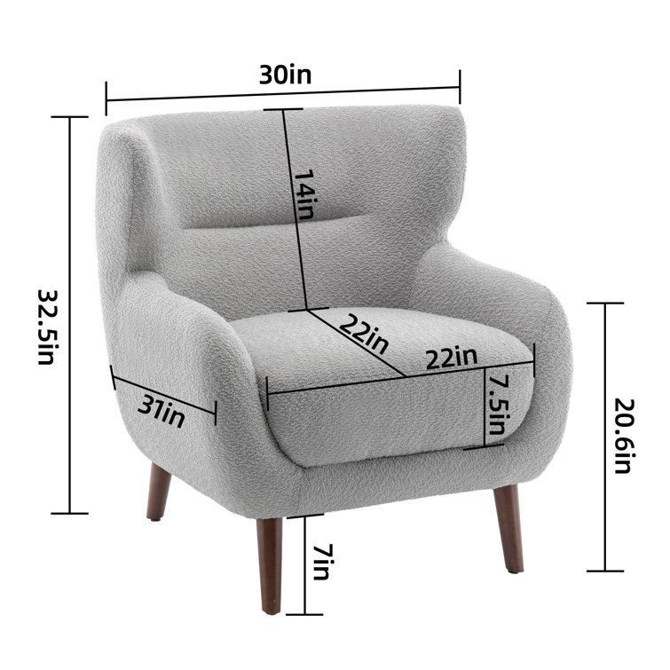 Gray Velvet Barrel Accent Chair Set with Solid Wood Legs