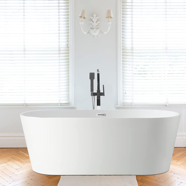 Iris 59" White Freestanding Acrylic Soaking Bathtub
