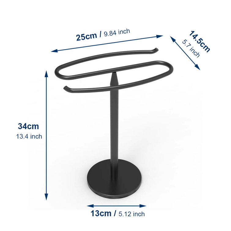 Black Stainless Steel Freestanding Countertop Towel Stand