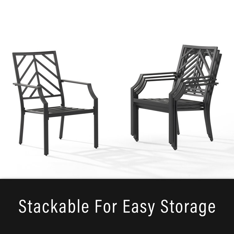Otto 22.75" Gray and Matte Black Steel Outdoor Dining Chair with Cushions
