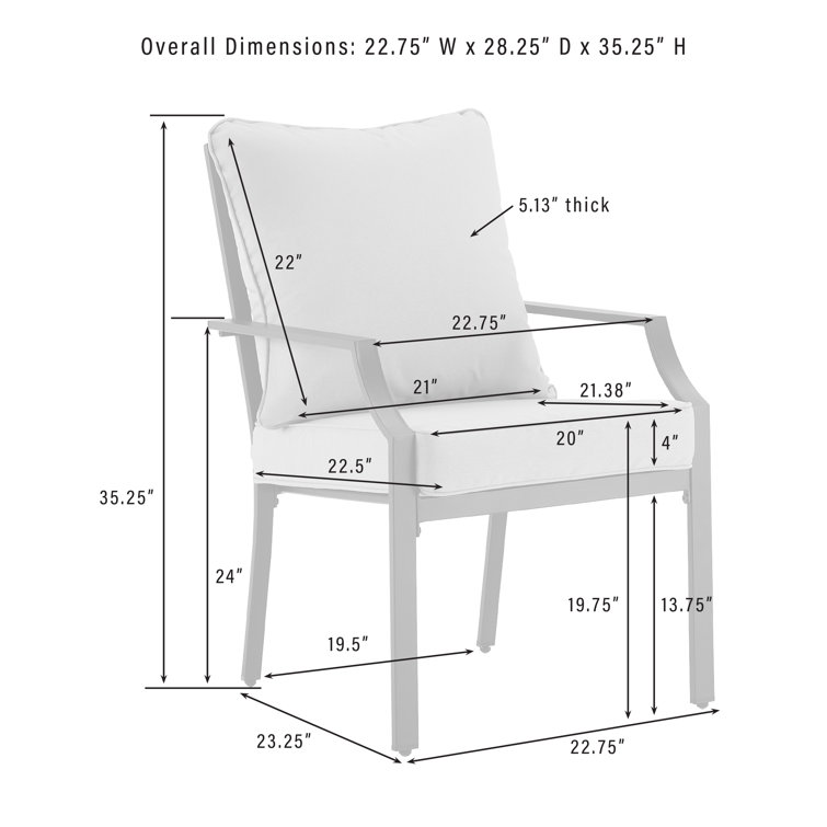 Otto 22.75" Gray and Matte Black Steel Outdoor Dining Chair with Cushions