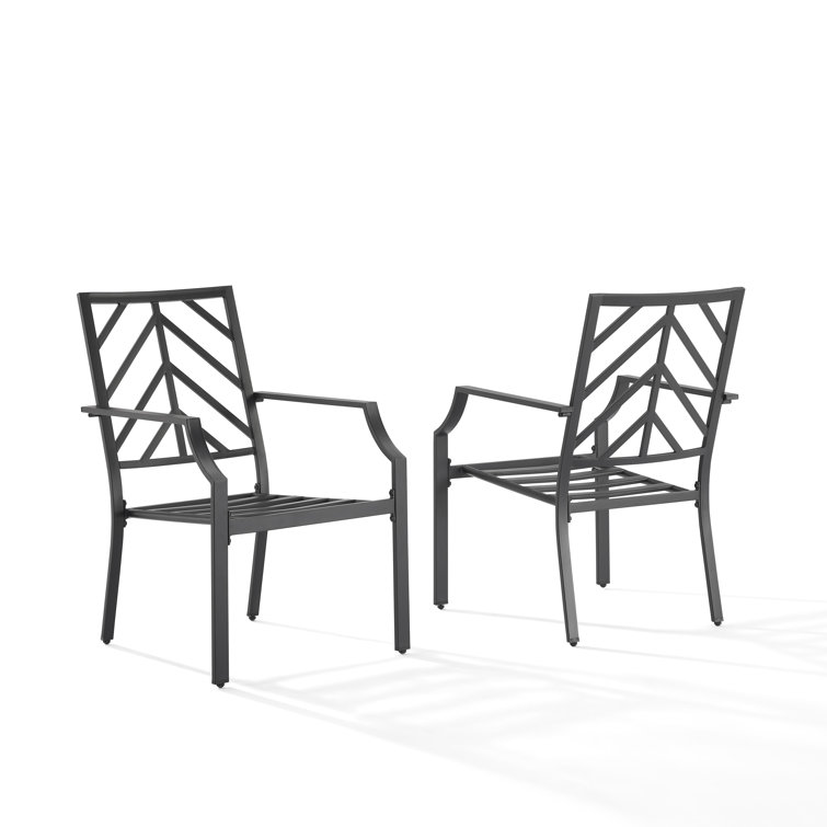 Otto 22.75" Gray and Matte Black Steel Outdoor Dining Chair with Cushions