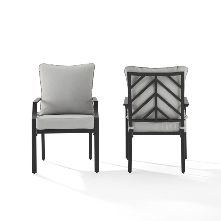 Otto 22.75" Gray and Matte Black Steel Outdoor Dining Chair with Cushions