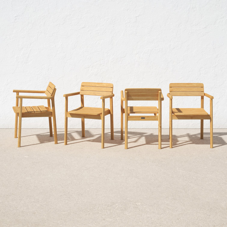 Natural Teak Stackable Outdoor Dining Armchair Set