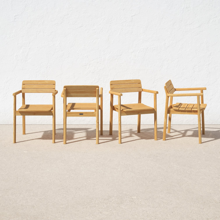 Natural Teak Stackable Outdoor Dining Armchair Set