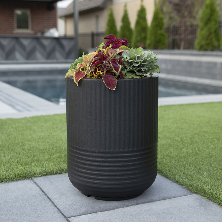 Arden 18" Black Round Self-Watering Polyethylene Planter