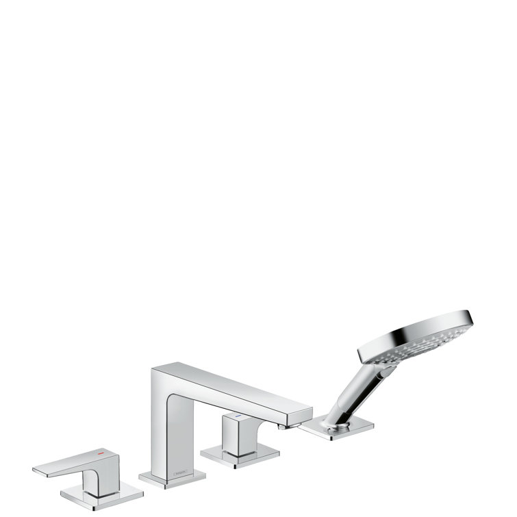 Elegant Black and Chrome 4-Hole Deck Mounted Tub Faucet with Handshower
