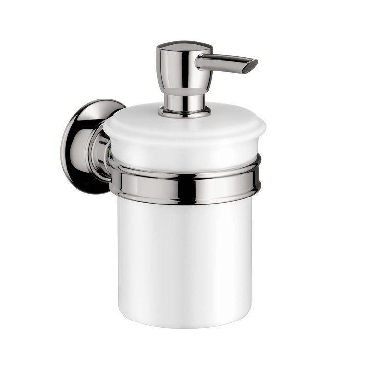 Sleek Polished Nickel Modern Wall-Mounted Soap Dispenser
