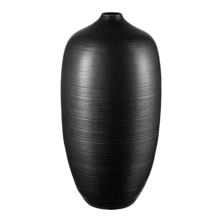 Black Ceramic Tulip-Shaped Floor Vase