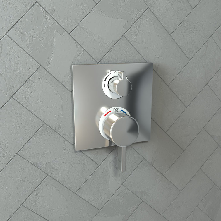 Modern Black Wall-Mounted Lever Shower Trim with Safety Feature