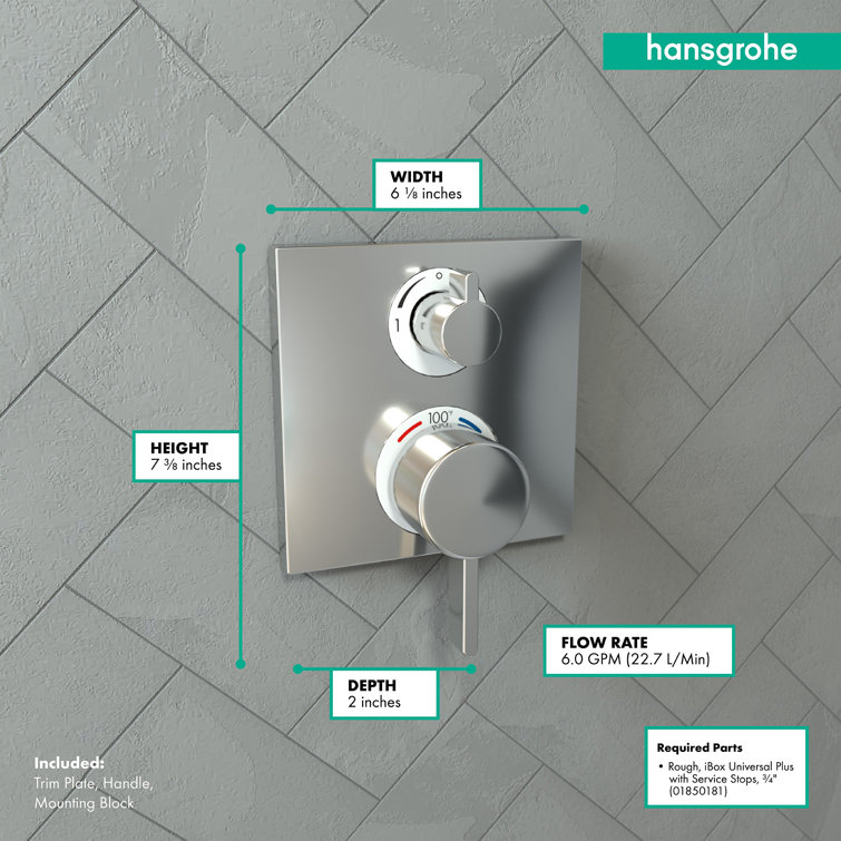 Modern Black Wall-Mounted Lever Shower Trim with Safety Feature