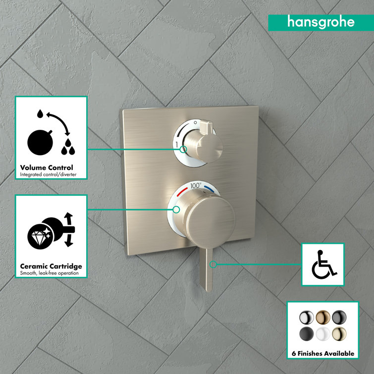 Brushed Nickel Modern Wall-Mounted Shower Trim with Lever