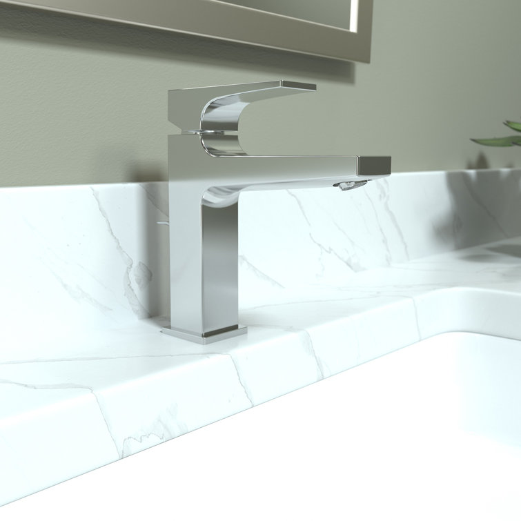 Sleek Modern Black Chrome Single-Hole Bathroom Faucet with Drain Assembly