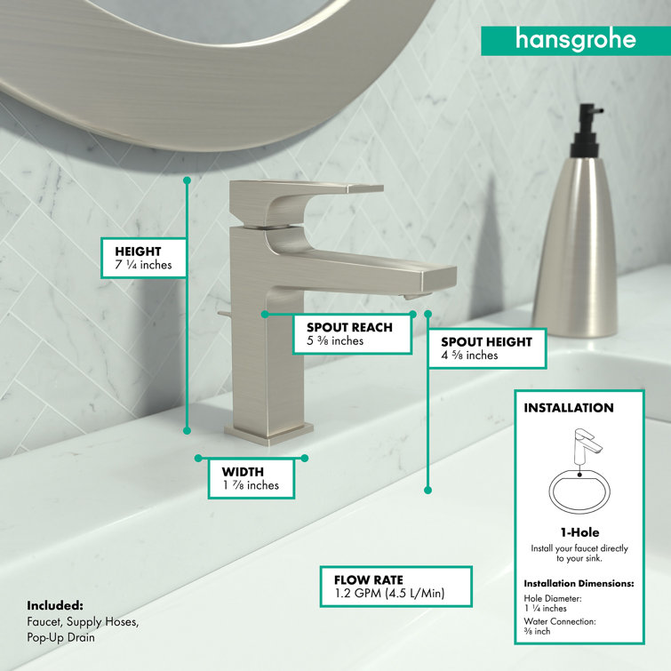 Modern Sleek Black and Nickel 7 1/4" Single Hole Bathroom Faucet