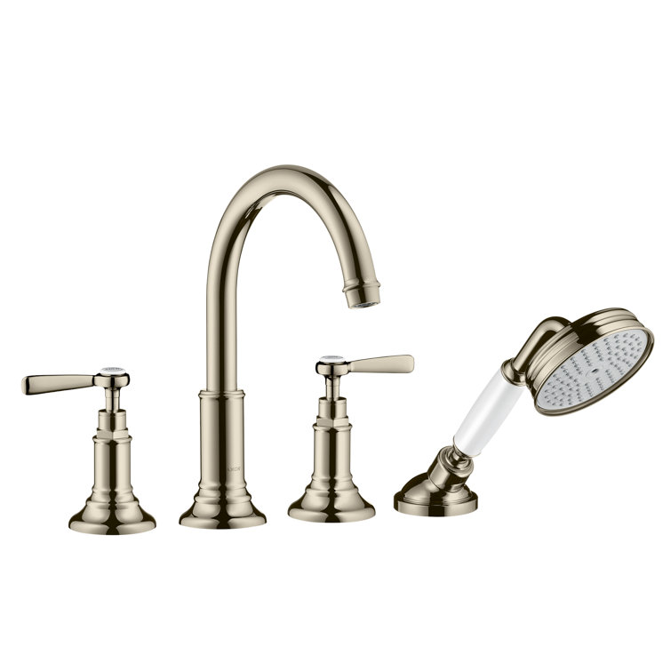 Polished Nickel Deck Mounted Tub Filler with Handshower