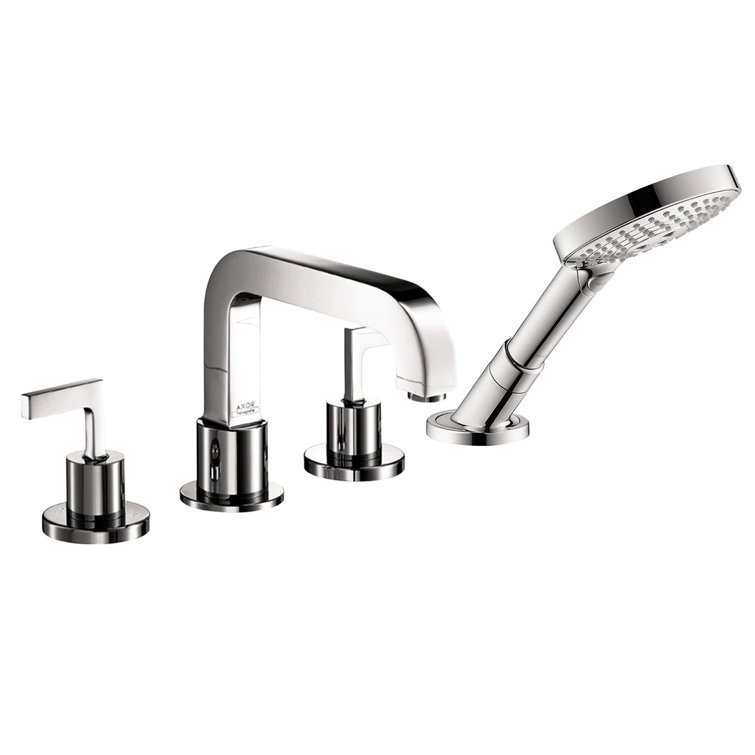Chrome Brass Modern Widespread Roman Tub Faucet with Handshower