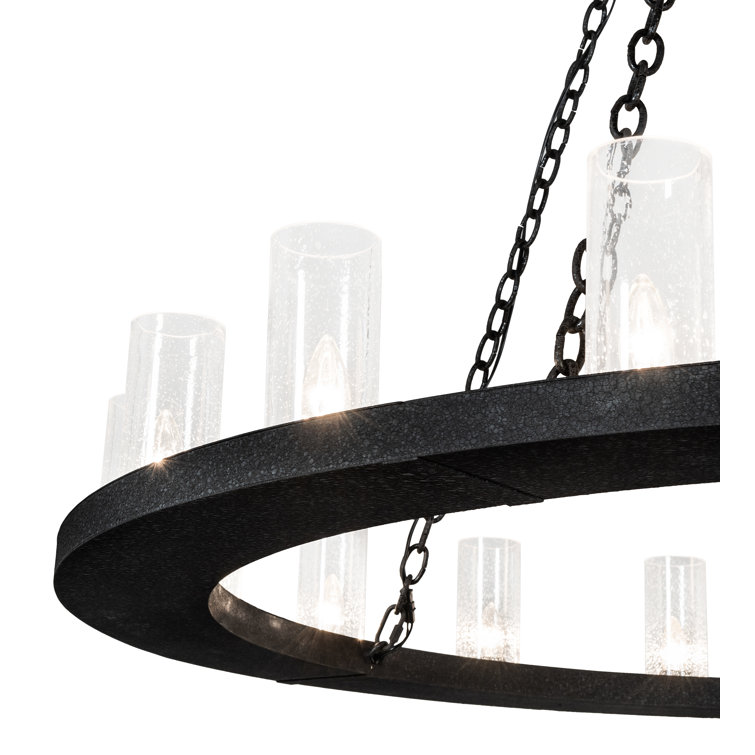Loxley Black 28-Light Wagon Wheel Chandelier with Glass Shades