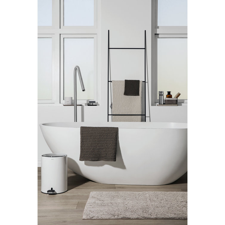 Reversible Luxe Cotton Bath Rug 24''x39'', Charcoal and Beige
