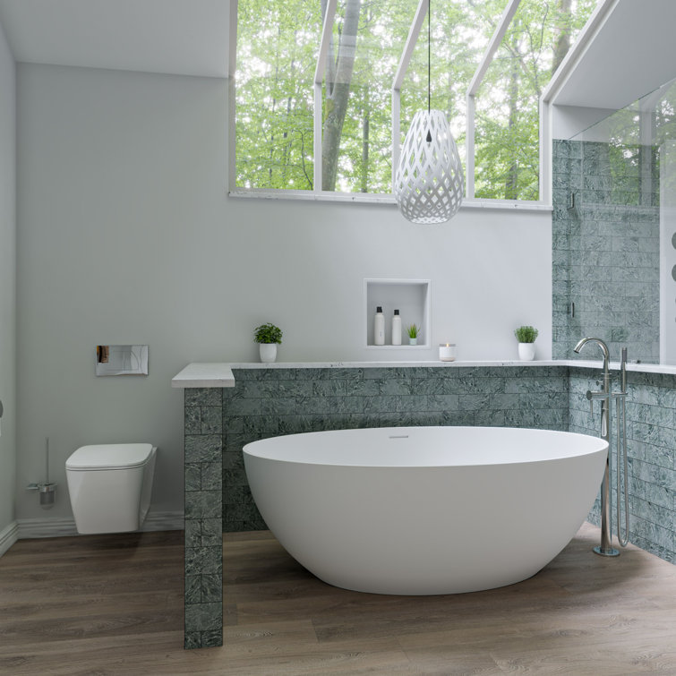67'' Matte White Resin Freestanding Soaking Bathtub