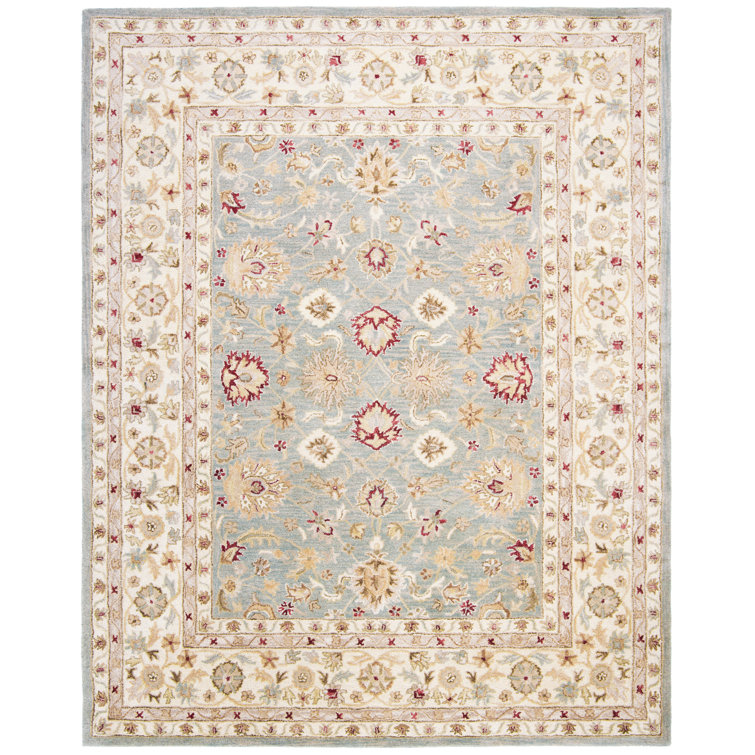 Handmade Blue Wool Tufted Area Rug, 54" x 18"